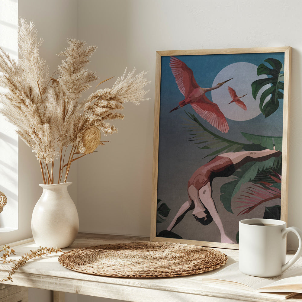 A Woman Doing A Backbend In The Jungle Poster